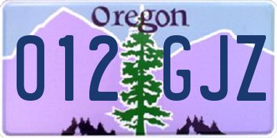 OR license plate 012GJZ