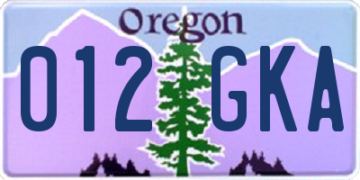 OR license plate 012GKA