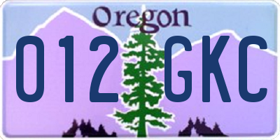 OR license plate 012GKC