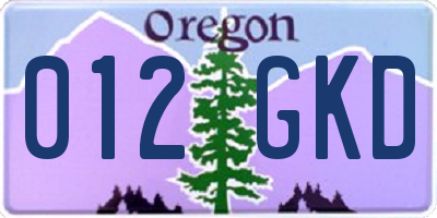 OR license plate 012GKD