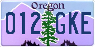 OR license plate 012GKE