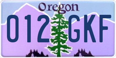OR license plate 012GKF