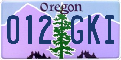 OR license plate 012GKI