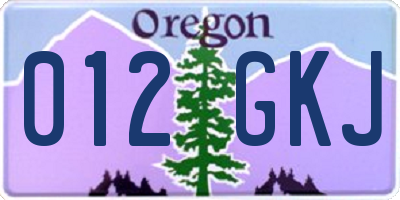 OR license plate 012GKJ