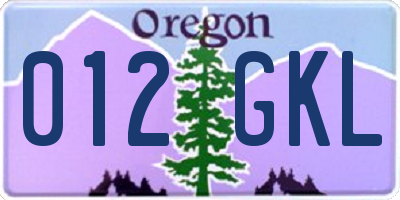 OR license plate 012GKL