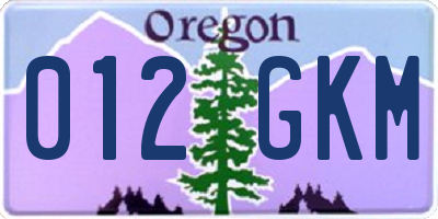 OR license plate 012GKM