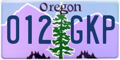OR license plate 012GKP