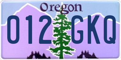 OR license plate 012GKQ