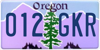 OR license plate 012GKR