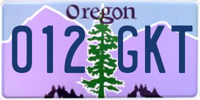 OR license plate 012GKT