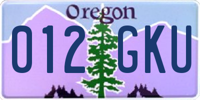 OR license plate 012GKU