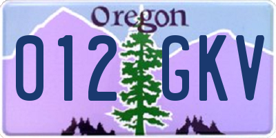 OR license plate 012GKV
