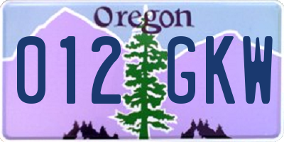 OR license plate 012GKW