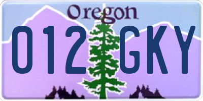 OR license plate 012GKY