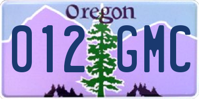 OR license plate 012GMC