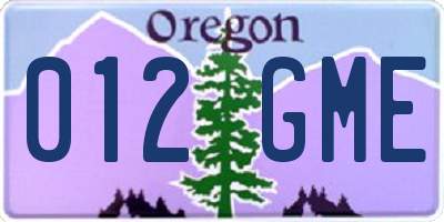 OR license plate 012GME