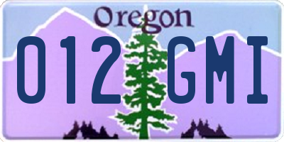 OR license plate 012GMI