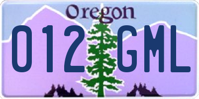 OR license plate 012GML