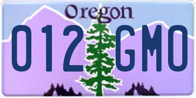 OR license plate 012GMO
