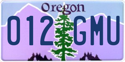 OR license plate 012GMU