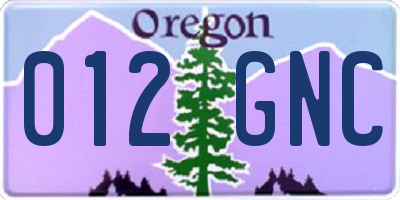 OR license plate 012GNC