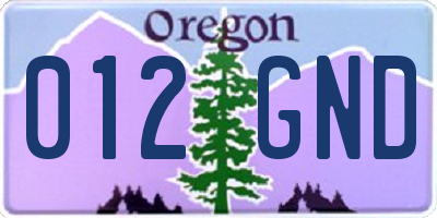 OR license plate 012GND