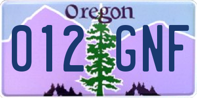 OR license plate 012GNF