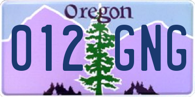 OR license plate 012GNG