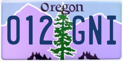 OR license plate 012GNI