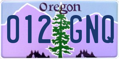 OR license plate 012GNQ