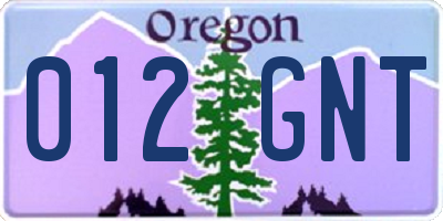 OR license plate 012GNT