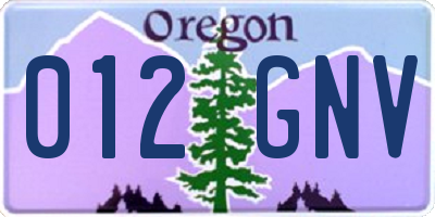 OR license plate 012GNV