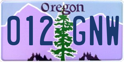 OR license plate 012GNW