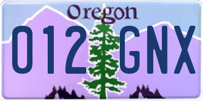 OR license plate 012GNX