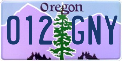 OR license plate 012GNY