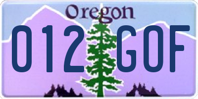 OR license plate 012GOF