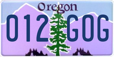 OR license plate 012GOG