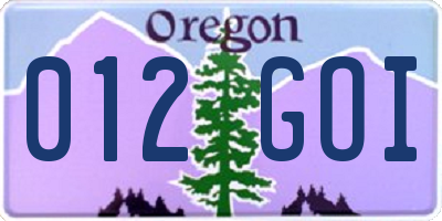 OR license plate 012GOI