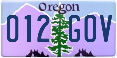OR license plate 012GOV