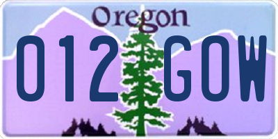 OR license plate 012GOW