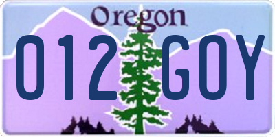 OR license plate 012GOY