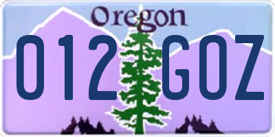 OR license plate 012GOZ