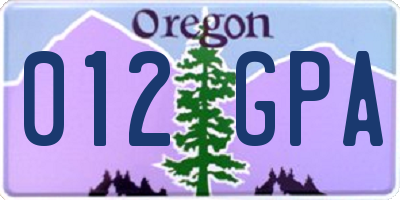 OR license plate 012GPA