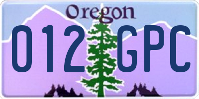 OR license plate 012GPC