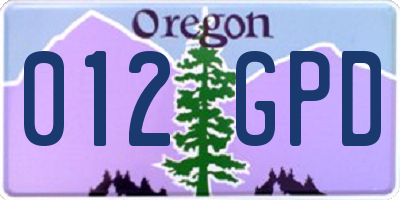 OR license plate 012GPD