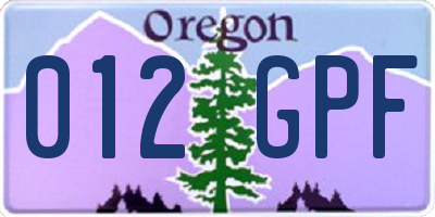 OR license plate 012GPF