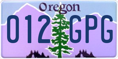 OR license plate 012GPG