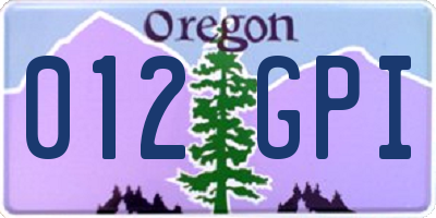 OR license plate 012GPI