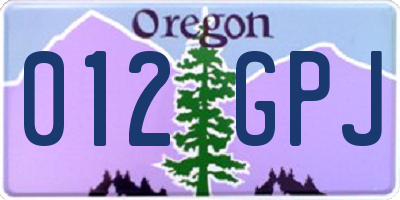 OR license plate 012GPJ