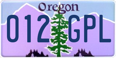 OR license plate 012GPL